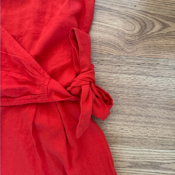 Red Sleeveless Wrap Jumpsuit - Picture 3 of 5